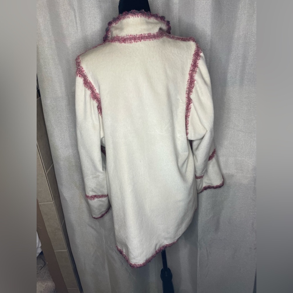 Reversable Bohemian ￼Velvet Burgundy & Off White 2 Tone Women's Jacket sz L-XL  - Picture 11 of 13